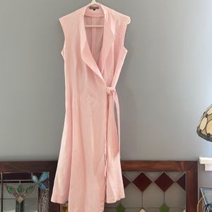 Jeager- pink linen wrap dress